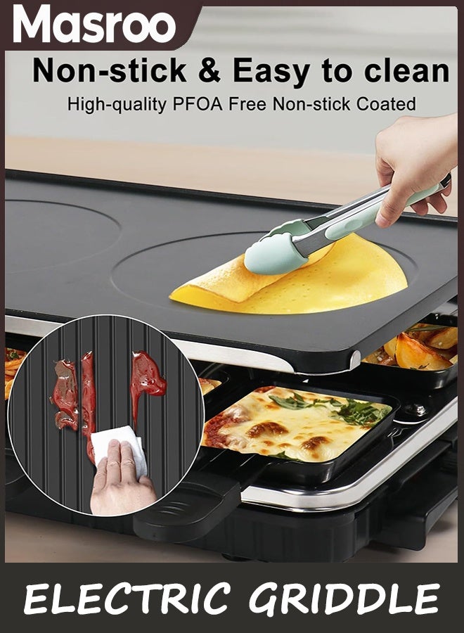 Masroo 2 in 1 Electric Griddle Nonstick with 8 Cheese Pans, Indoor Grill BBQ Grill, Adjustable Temperature Control, Ideal for Family and Party Fun - Image 2